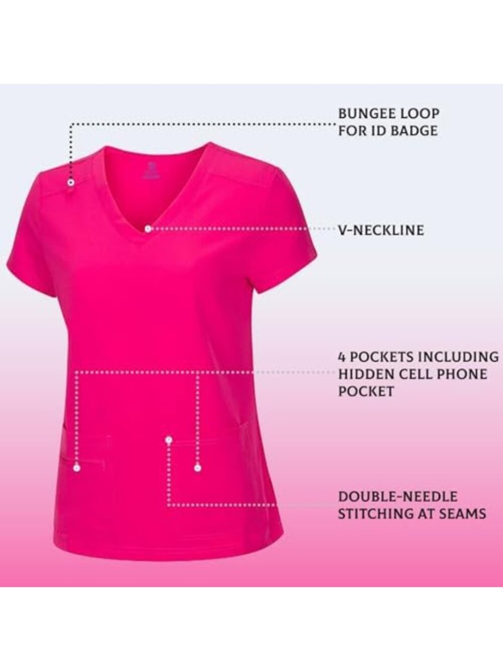 Women's Stretch V-Neck Scrub Top & Cargo Pants Set - Regular & Petite Sizes - Picture 2 of 6